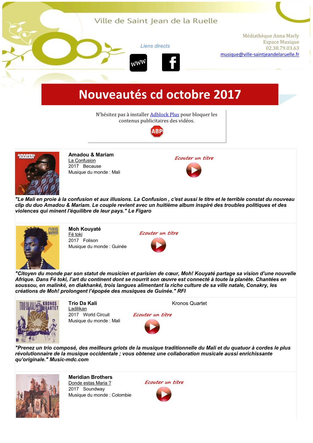 Liste Des Nouveautés Cd