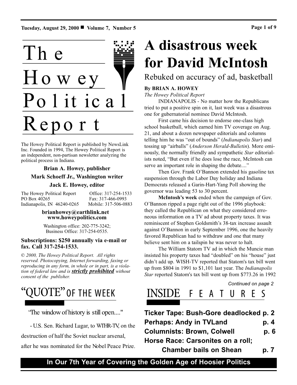 The Howey Political Report