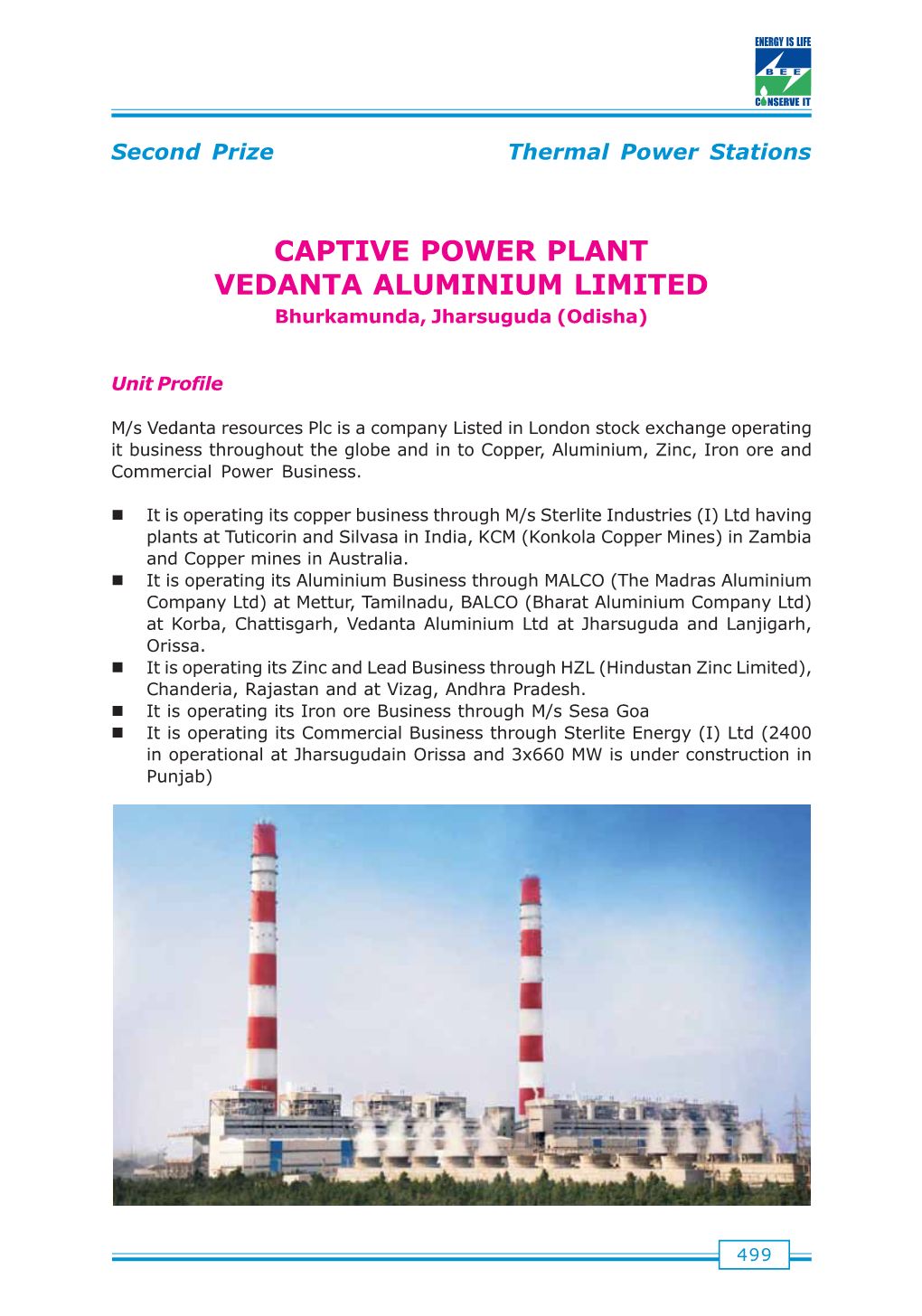 CAPTIVE POWER PLANT VEDANTA ALUMINIUM LIMITED Bhurkamunda, Jharsuguda (Odisha)