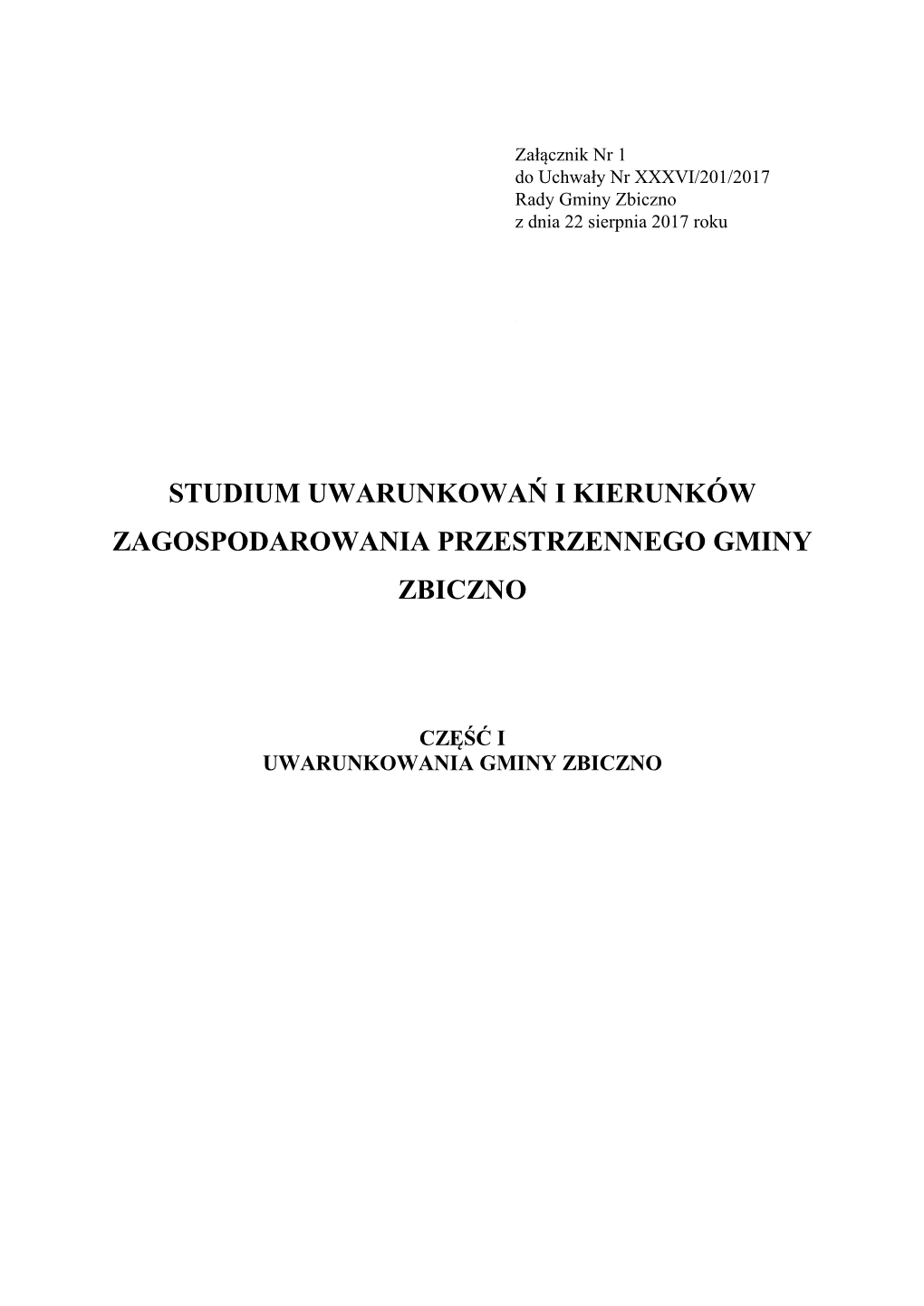 Studium Uwarunkowań I Kierunków Zagospodarowania Przestrzennego Gminy Zbiczno