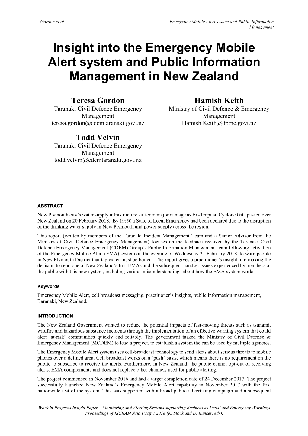 Insight Into the Emergency Mobile Alert System and Public Information Management in New Zealand