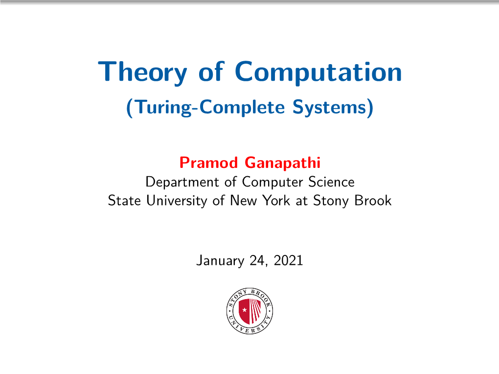 Theory of Computation (Turing-Complete Systems)