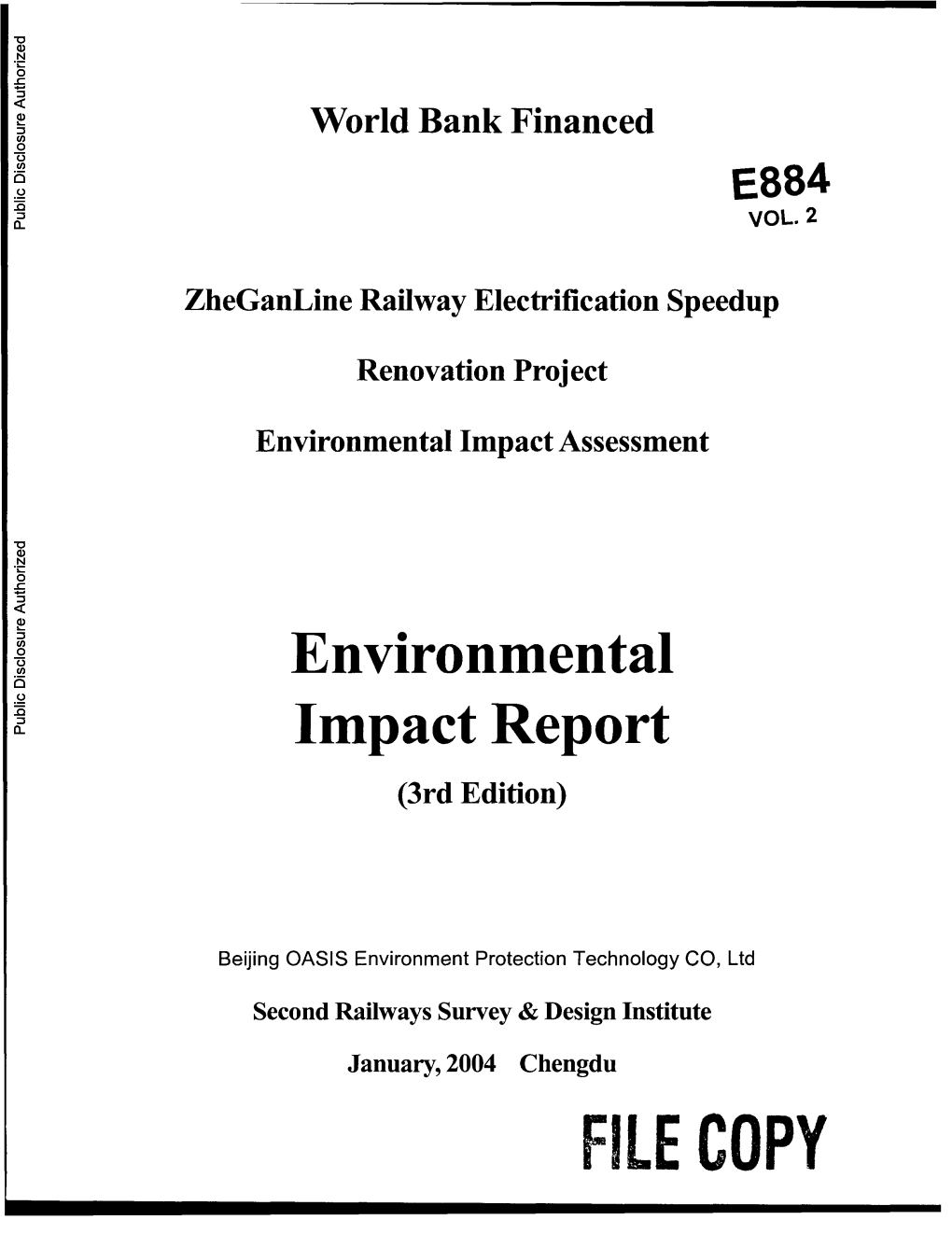 Thle SECOND RAILWAYS SURVEY& IDESIGN INSTITUTE EA Report on Reconstructed Zhejiang-Jiangxi Railway Electrification Speedup Renovation Project