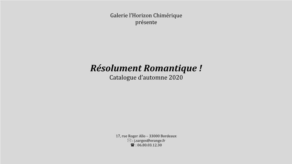 Résolument Romantique ! Catalogue D’Automne 2020