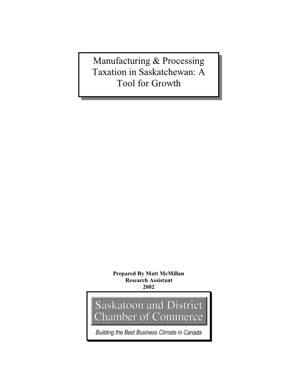 Manufacturing & Processing Taxation