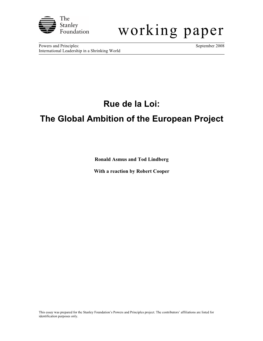 The Global Ambition of the European Project