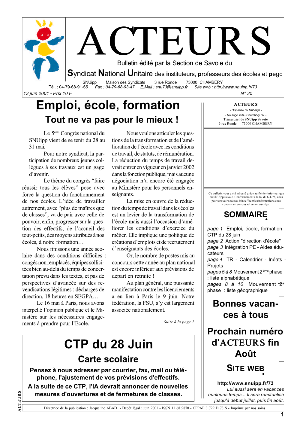 CTP Du 28 Juin Emploi, École, Formation