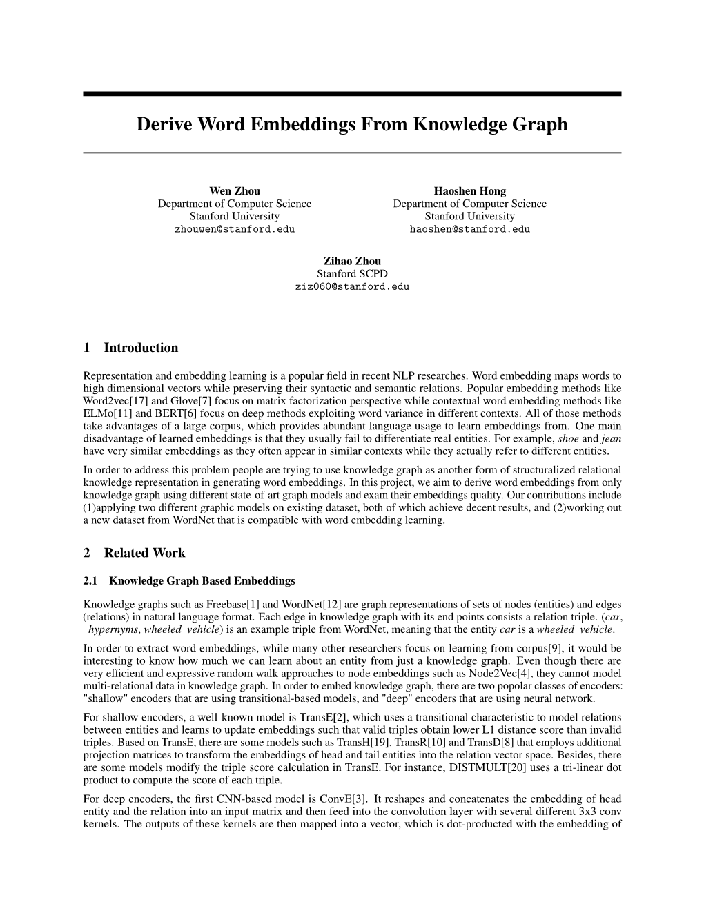 Derive Word Embeddings from Knowledge Graph