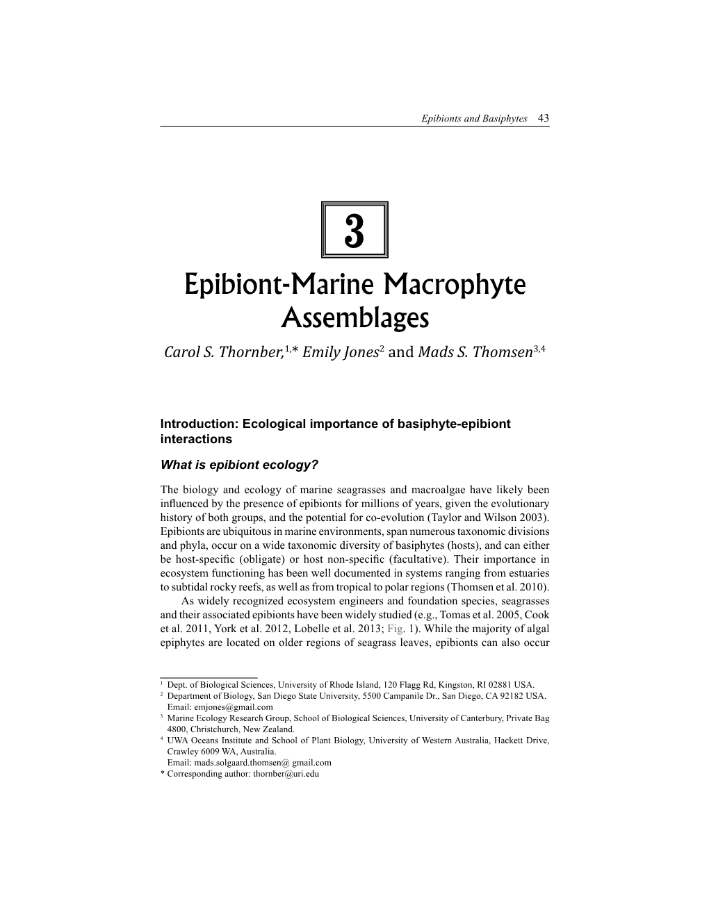 Epibiont-Marine Macrophyte Assemblages Carol S