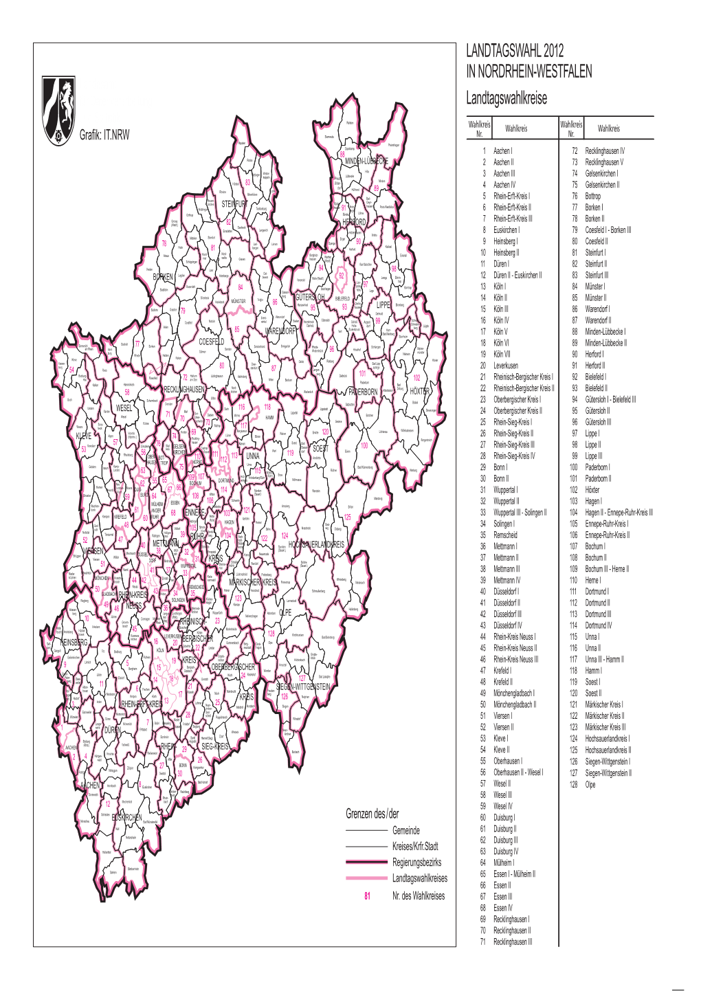 LANDTAGSWAHL 2012 in NORDRHEIN-WESTFALEN Landesamt Für Datenverarbeitung Landtagswahlkreise