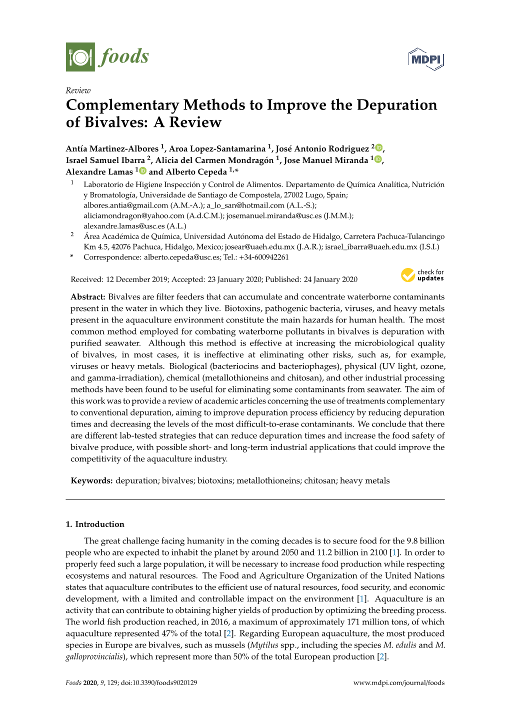 Complementary Methods to Improve the Depuration of Bivalves: a Review