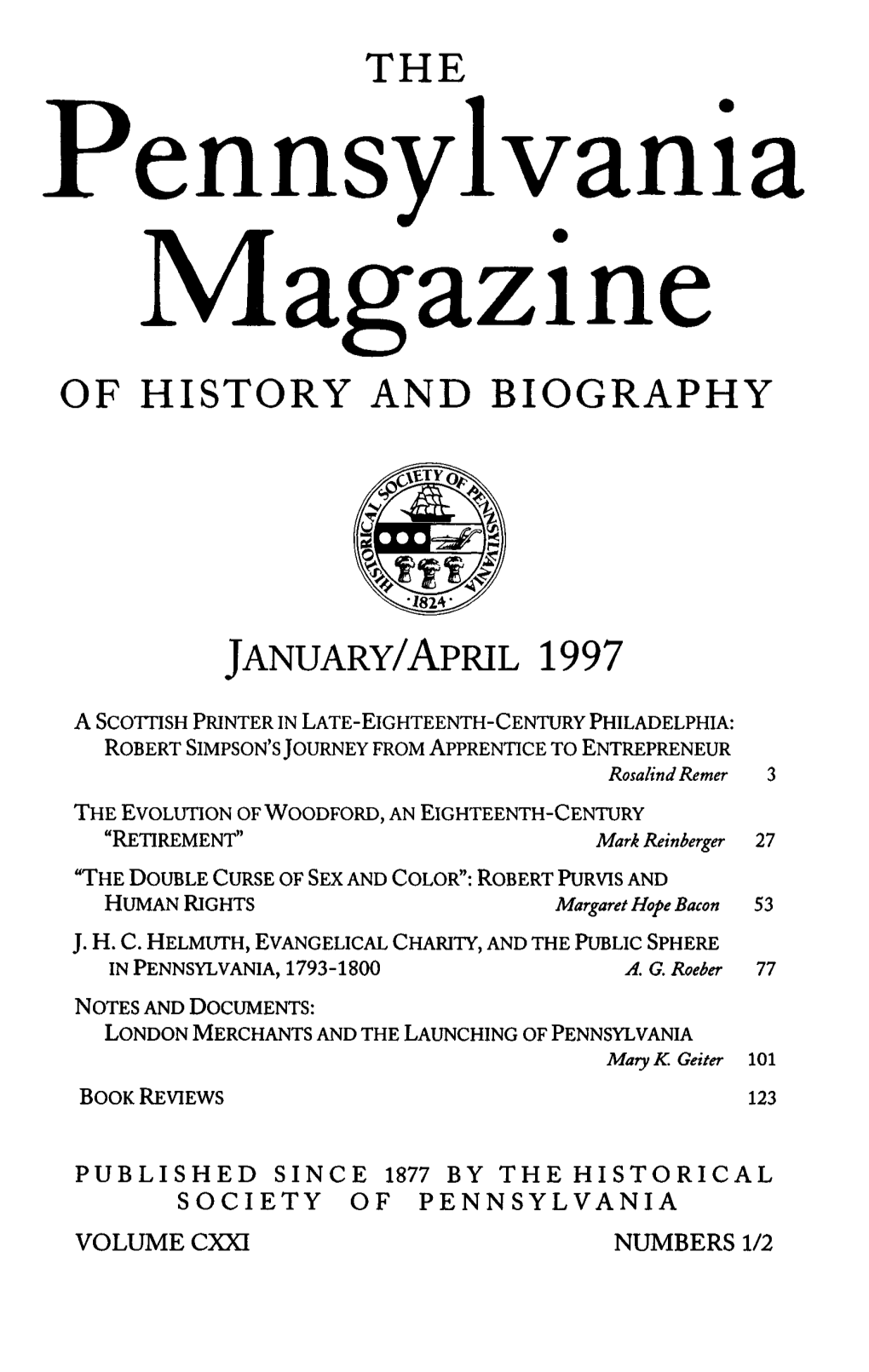 Pennsylvania Magazine of HISTORY and BIOGRAPHY