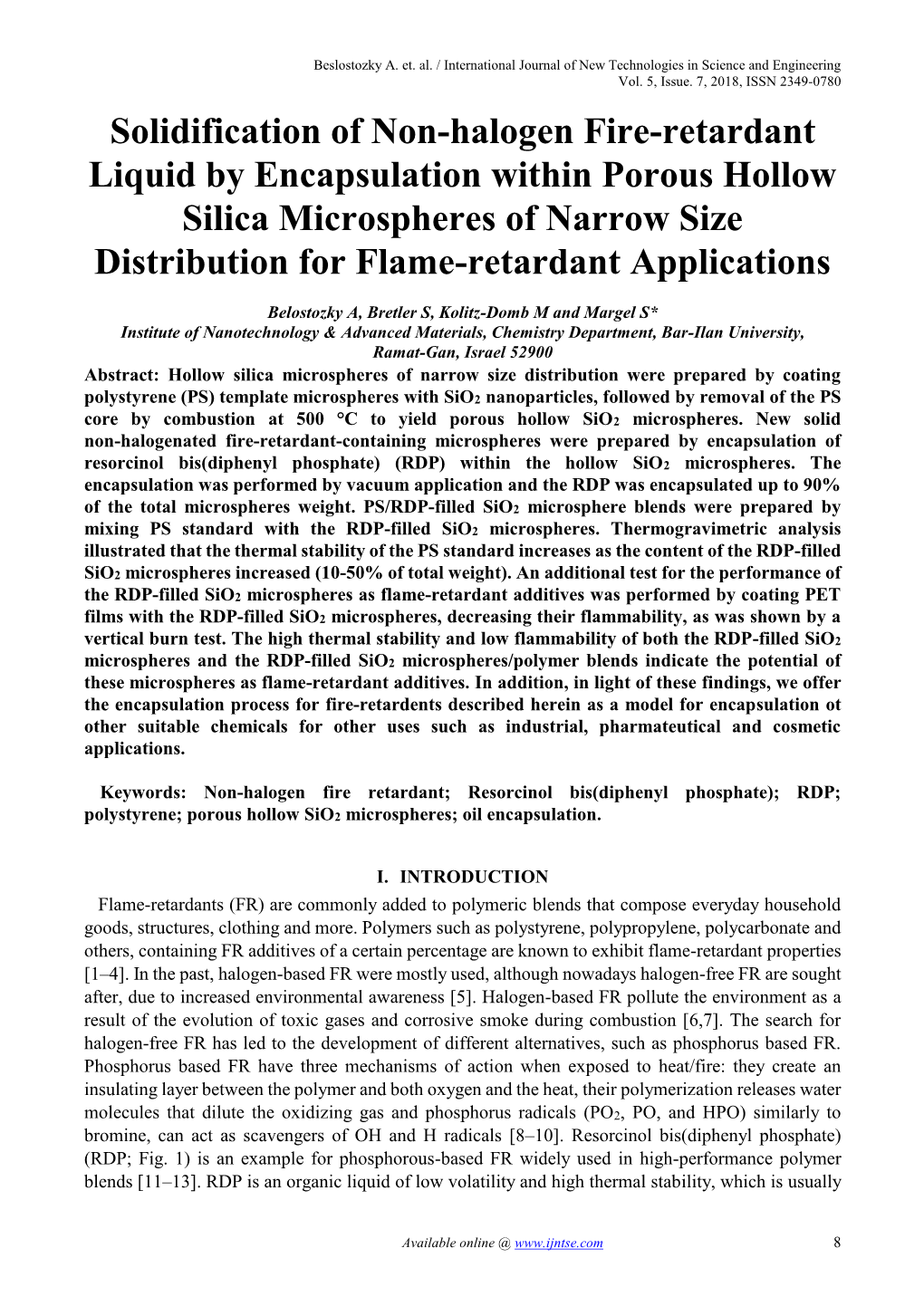 Solidification of Non-Halogen Fire-Retardant Liquid by Encapsulation Within Porous Hollow Silica Microspheres of Narrow Size