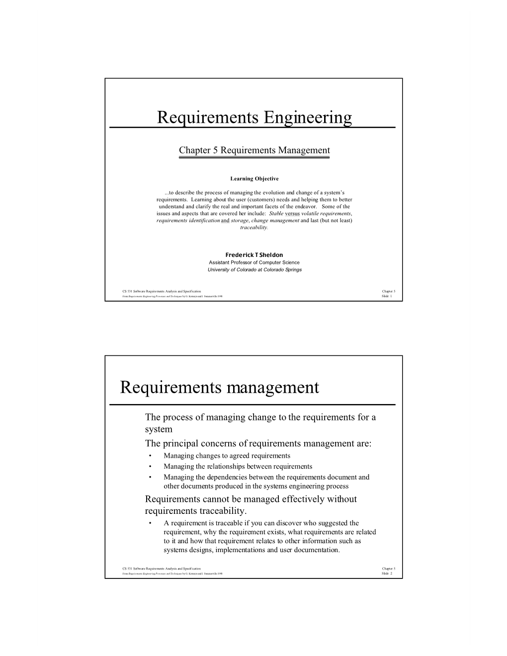 Requirements Engineering Requirements Management