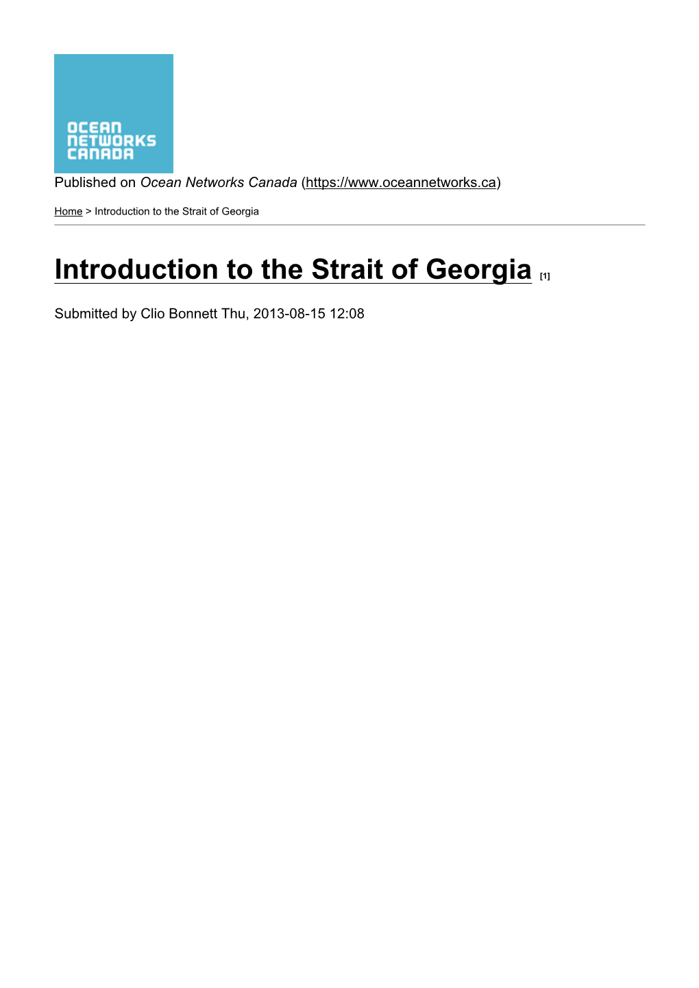 Introduction to the Strait of Georgia