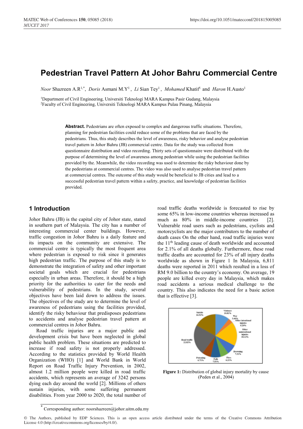 Pedestrian Travel Pattern at Johor Bahru Commercial Centre