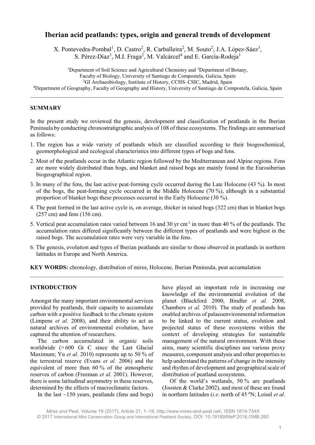 Iberian Acid Peatlands: Types, Origin and General Trends of Development