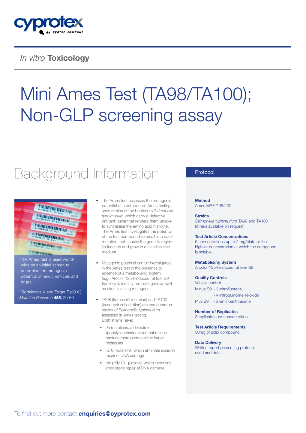 Mini Ames Test (TA98/TA100); Non-GLP Screening Assay