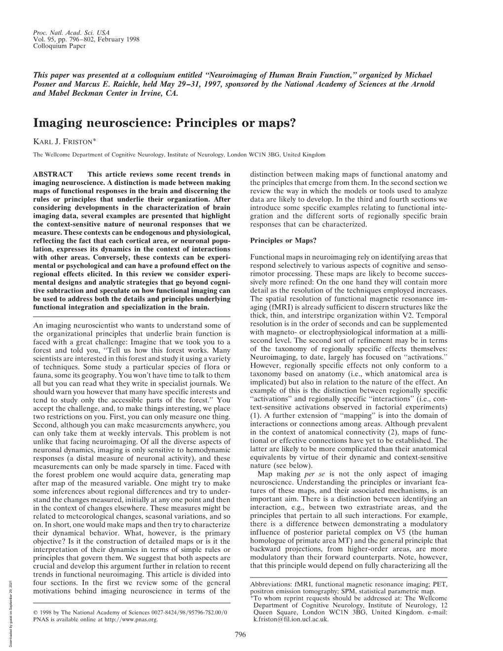 Imaging Neuroscience: Principles Or Maps?