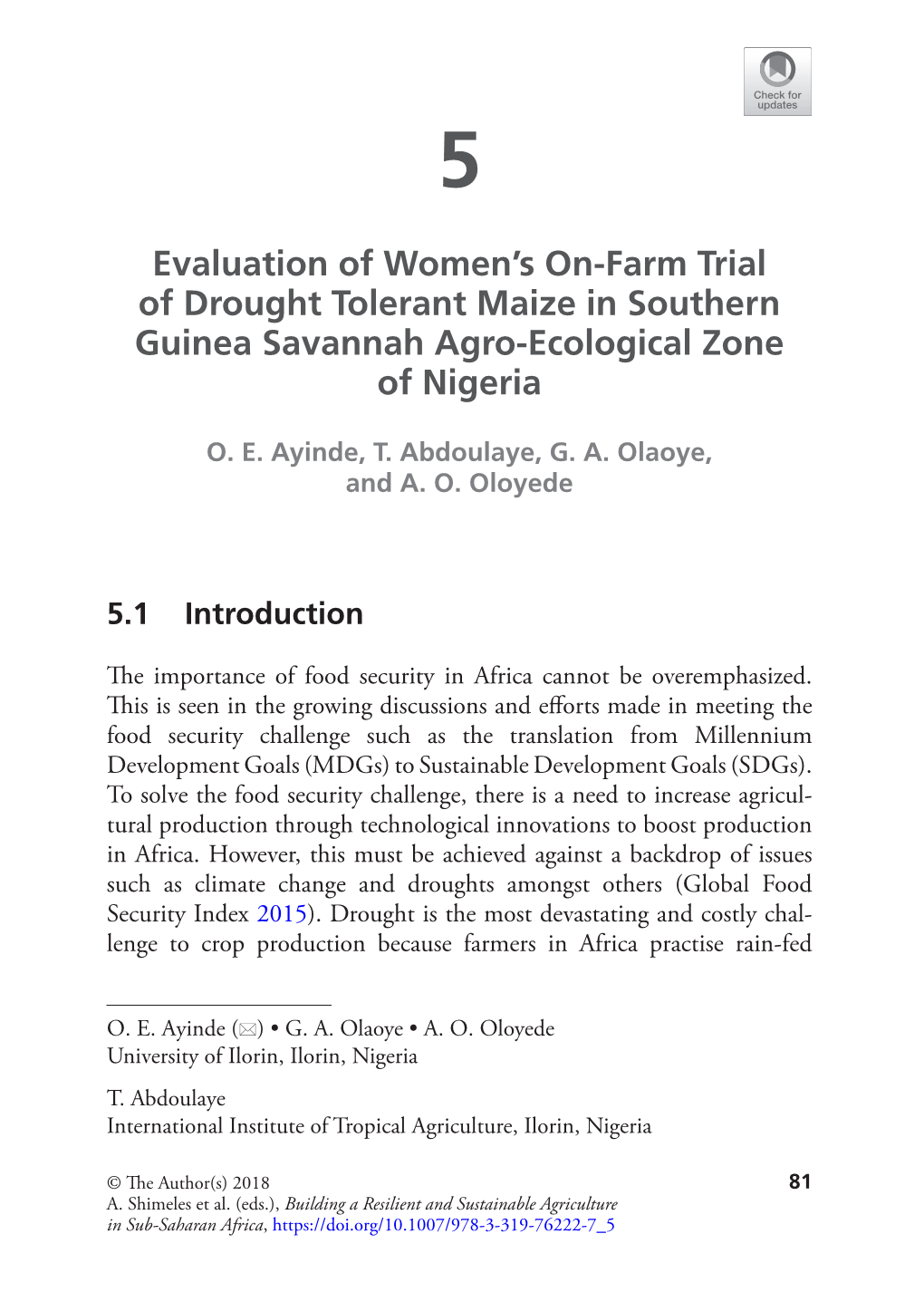 Evaluation of Women's On-Farm Trial of Drought Tolerant Maize In