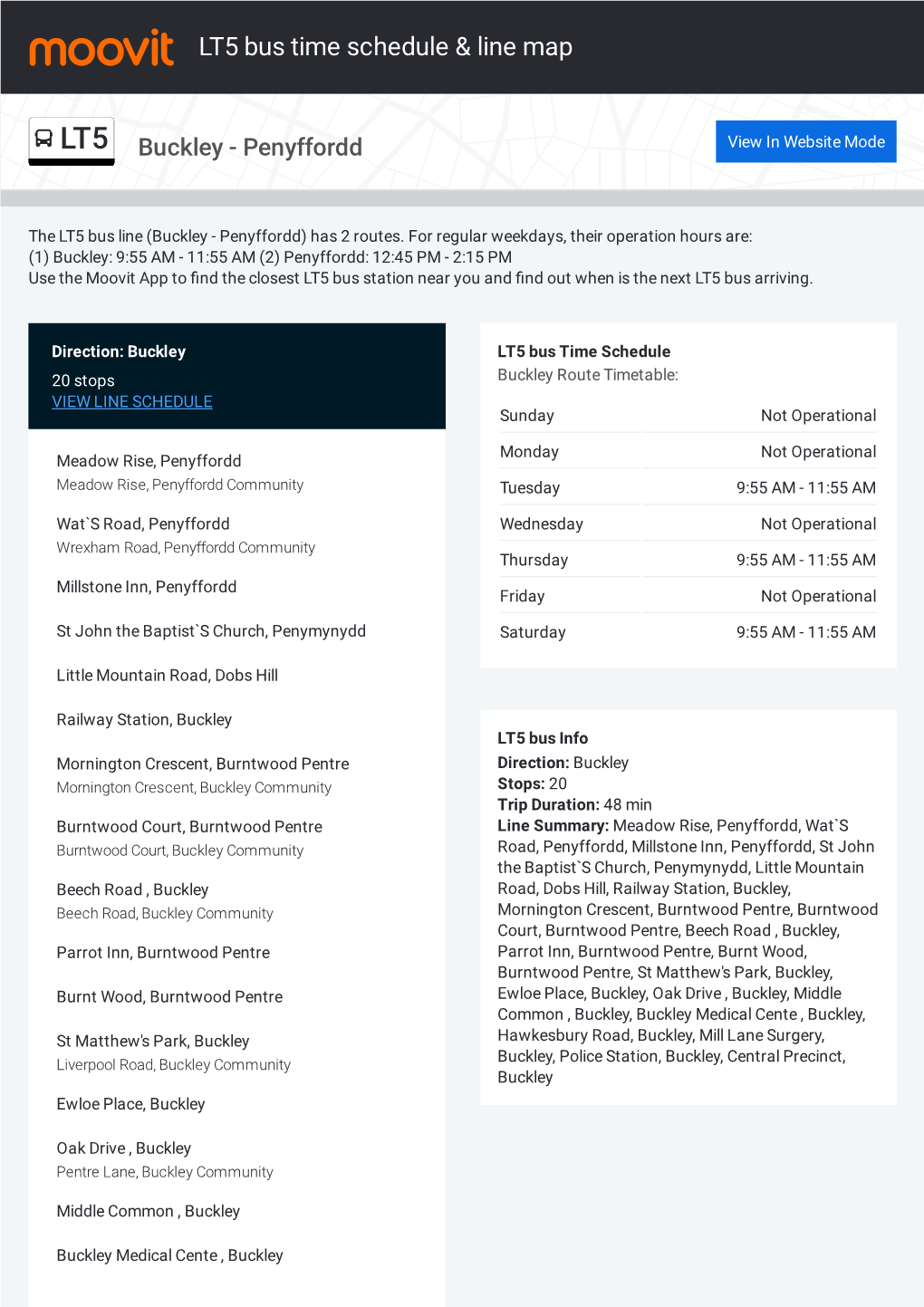 LT5 Bus Time Schedule & Line Route