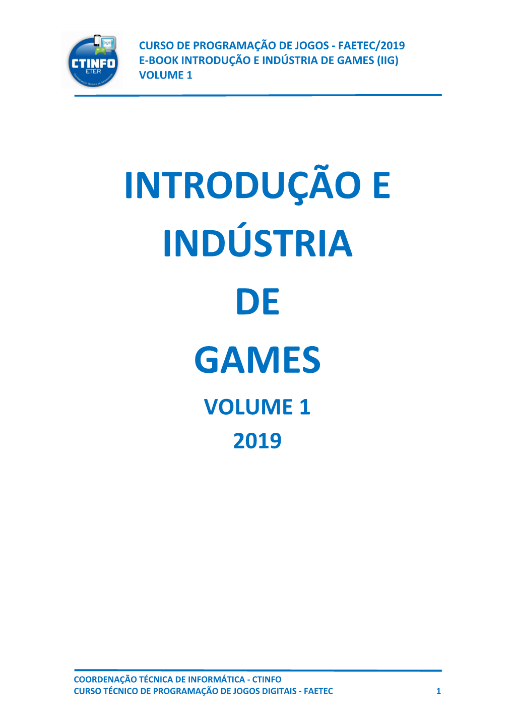 Ebook INTRO E INDUSTRIA DE GAMES