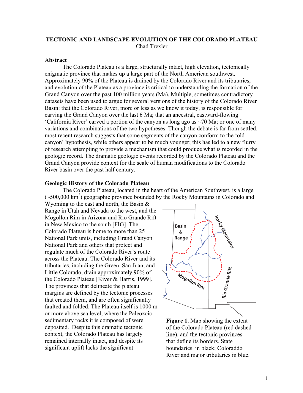 TECTONIC and LANDSCAPE EVOLUTION of the COLORADO PLATEAU Chad Trexler