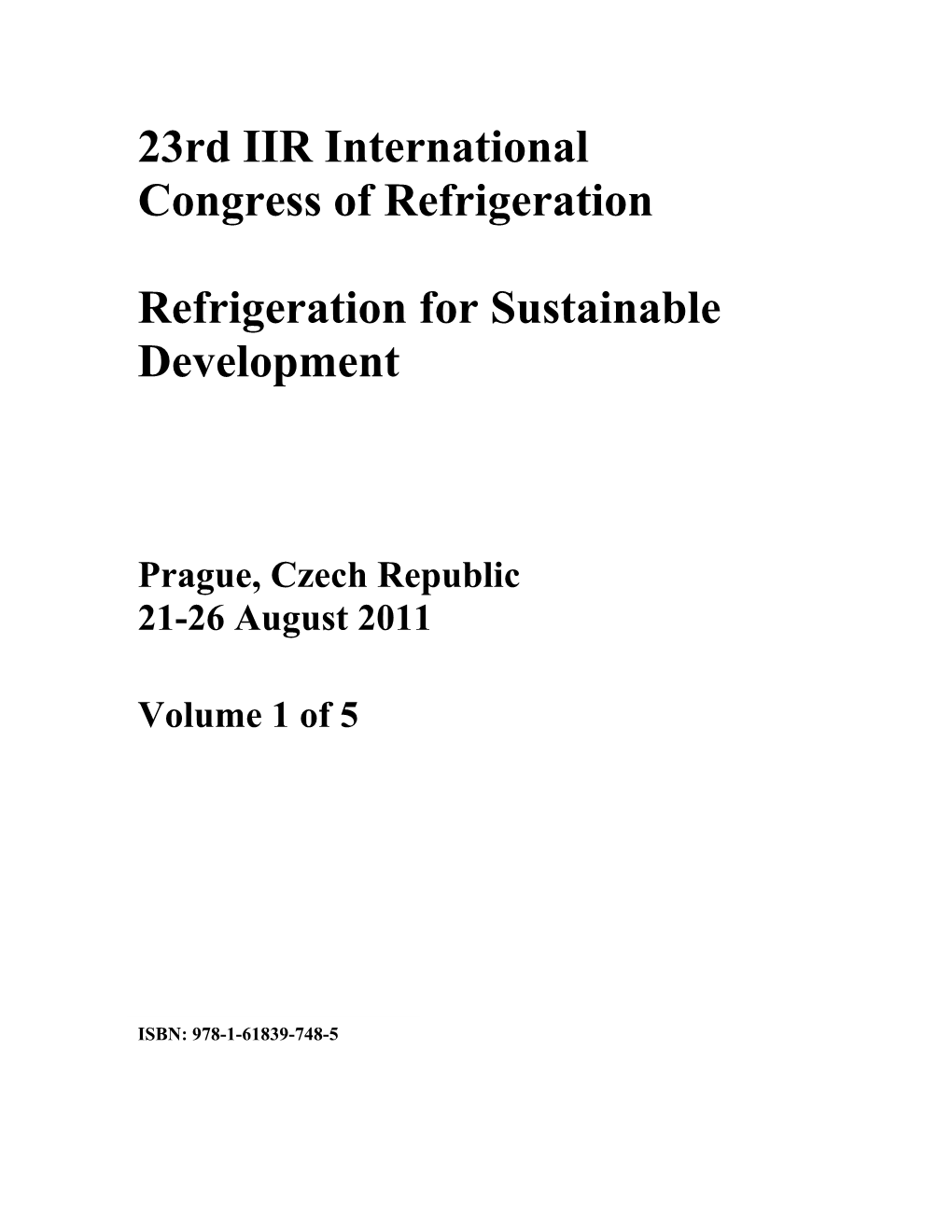 23Rd IIR International Congress of Refrigeration