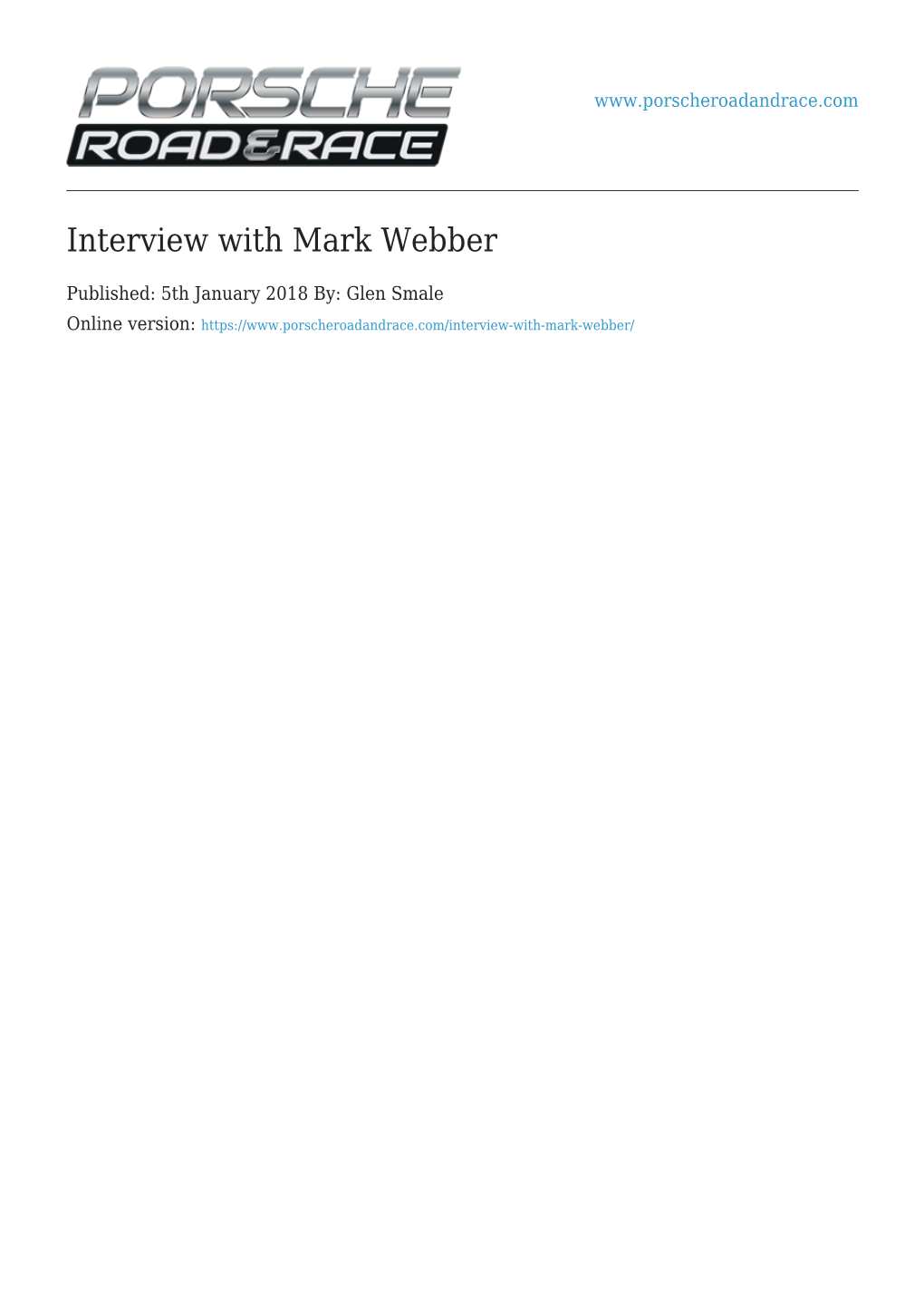 Interview with Mark Webber