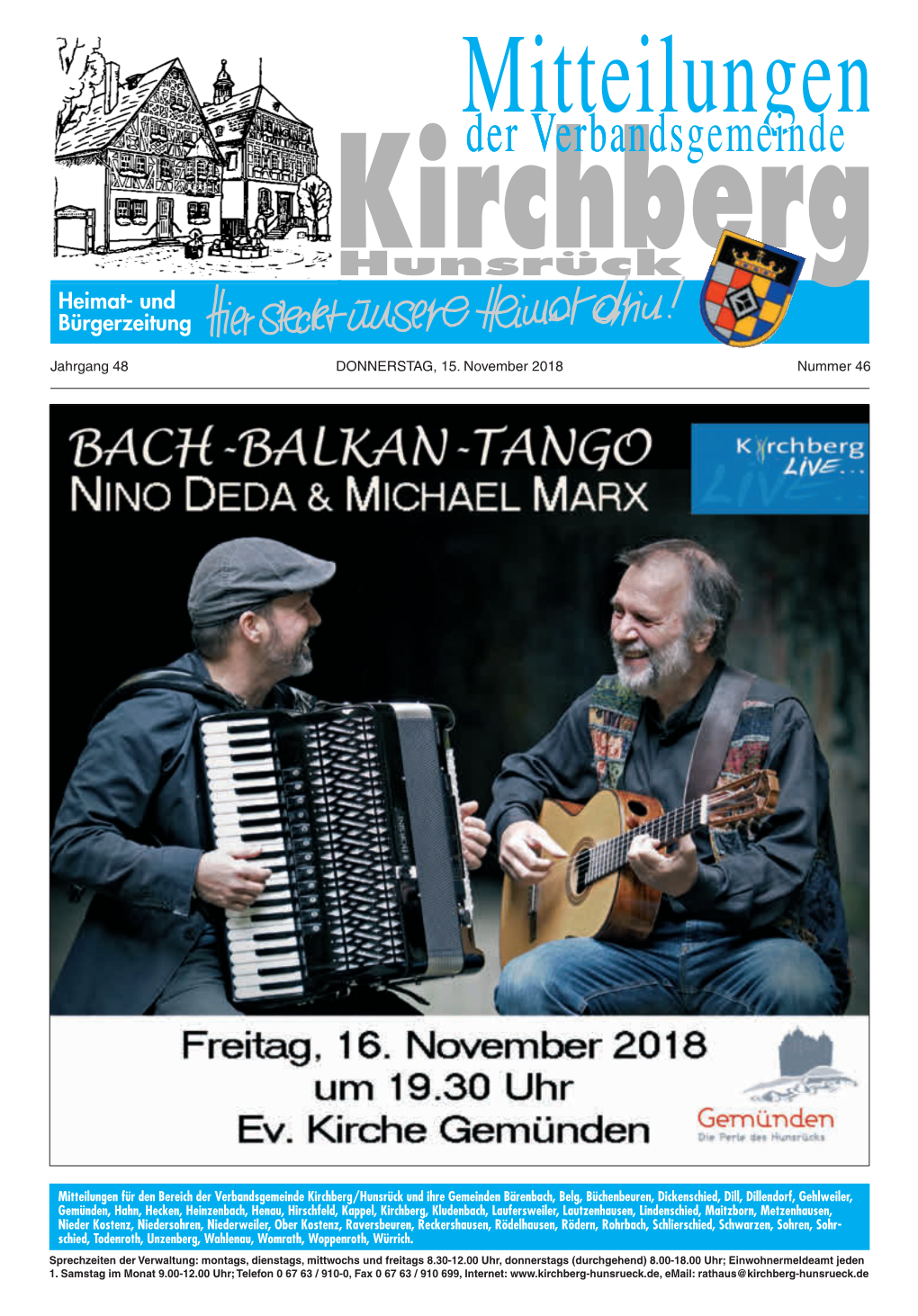 Jahrgang 48 DONNERSTAG, 15. November 2018 Nummer 46