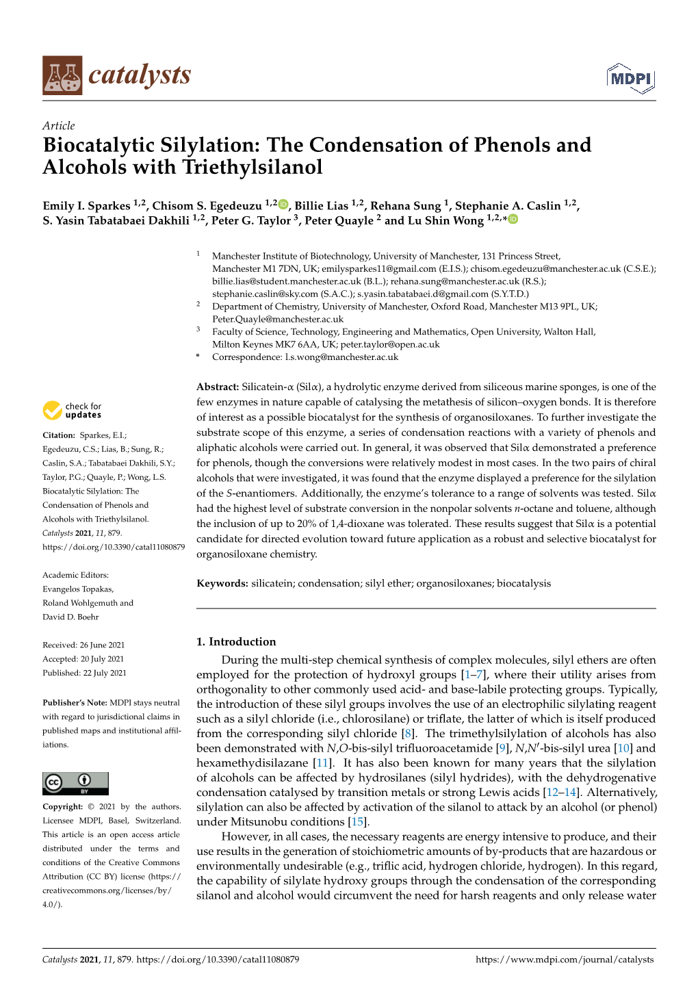 The Condensation of Phenols and Alcohols with Triethylsilanol