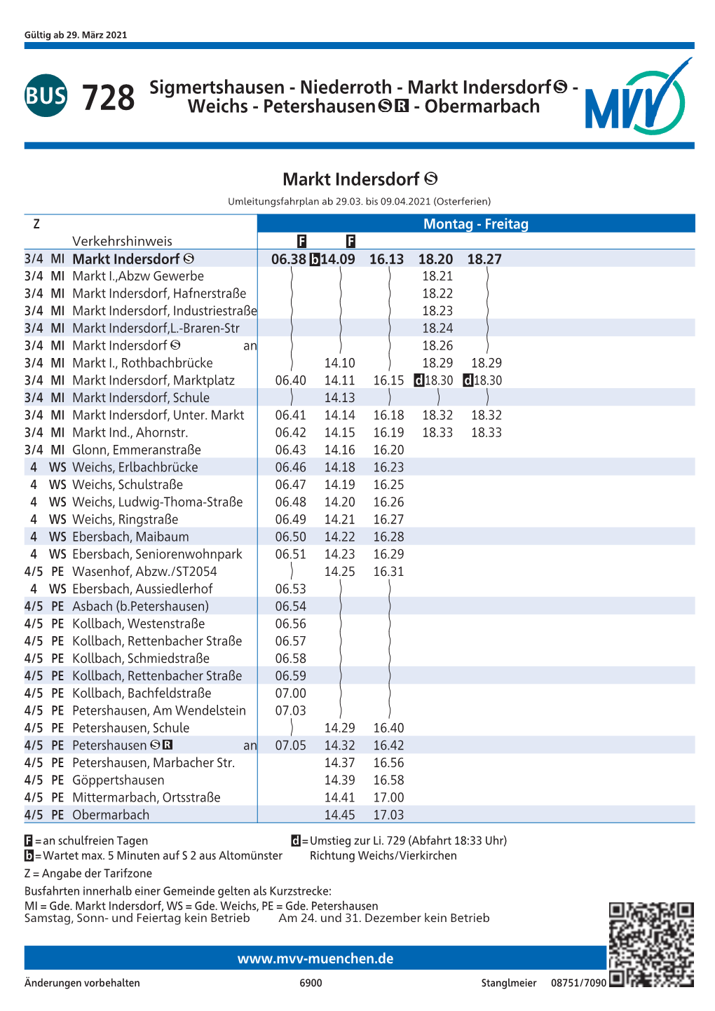 Sigmertshausen - Niederroth - Markt Indersdorf - 728 Weichs - Petershausen - Obermarbach