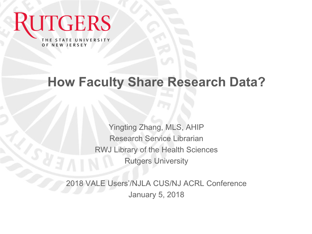 How Faculty Share Research Data?