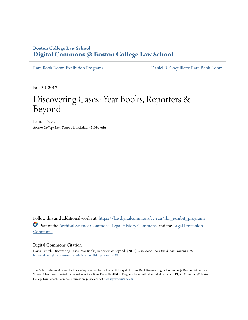 Discovering Cases: Year Books, Reporters & Beyond