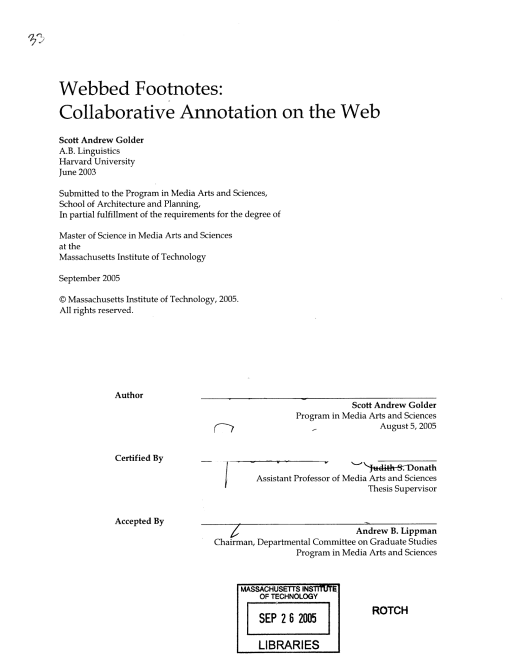 LIBRARIES Webbed Footnotes: Collaborative Annotation on the Web