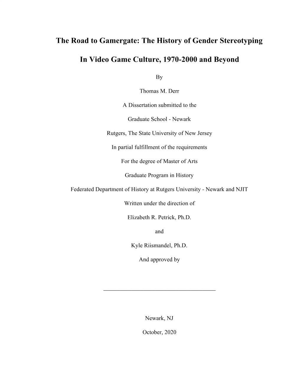 The History of Gender Stereotyping in Video Game Culture, 1970-2000