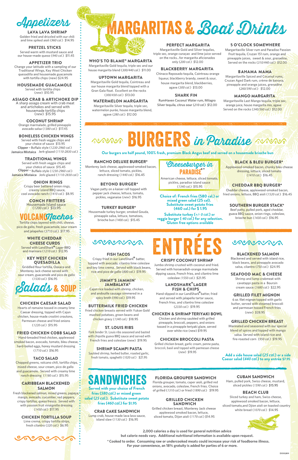 Margaritaville Dinner Menu DO052819