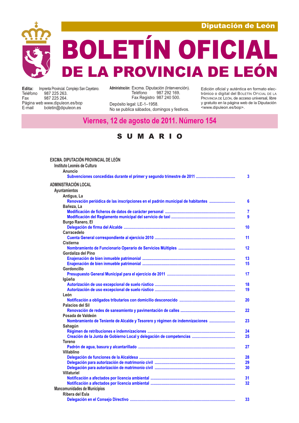 Boletín Oficial De La Provincia De León