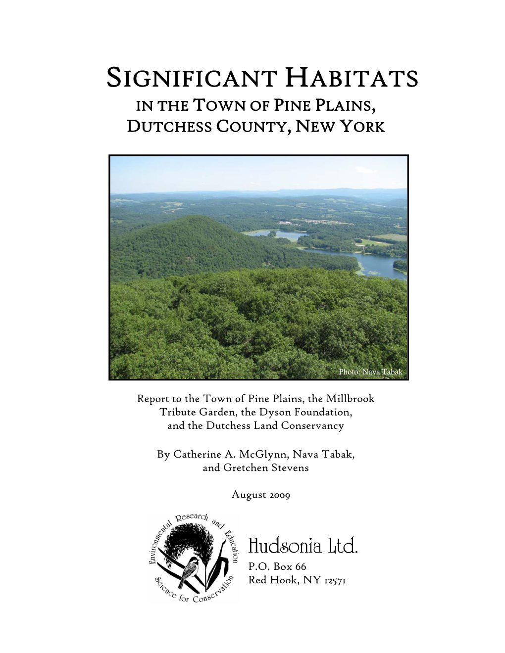 Significant Habitats in the Town of Pine Plains, Dutchess County, New York