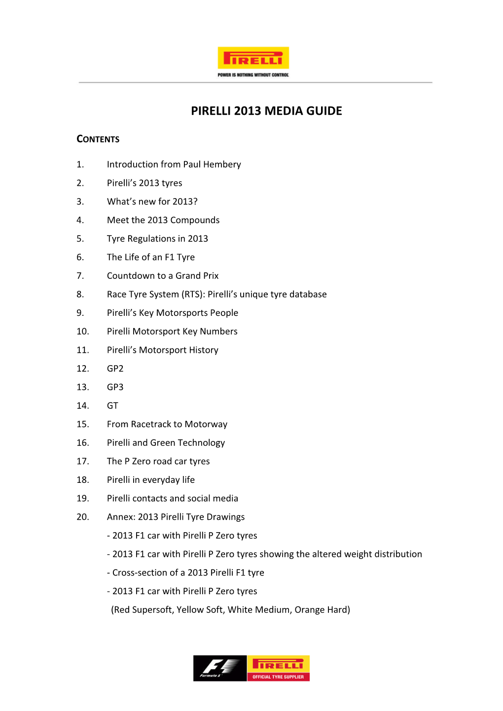 Pirelli 2013 Media Guide