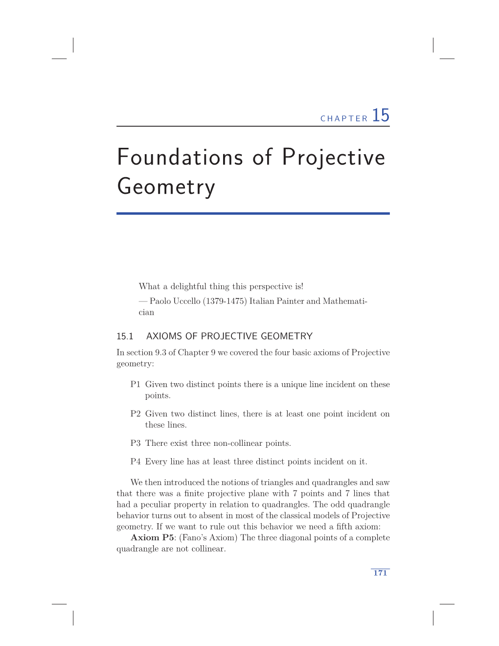 Foundations of Projective Geometry