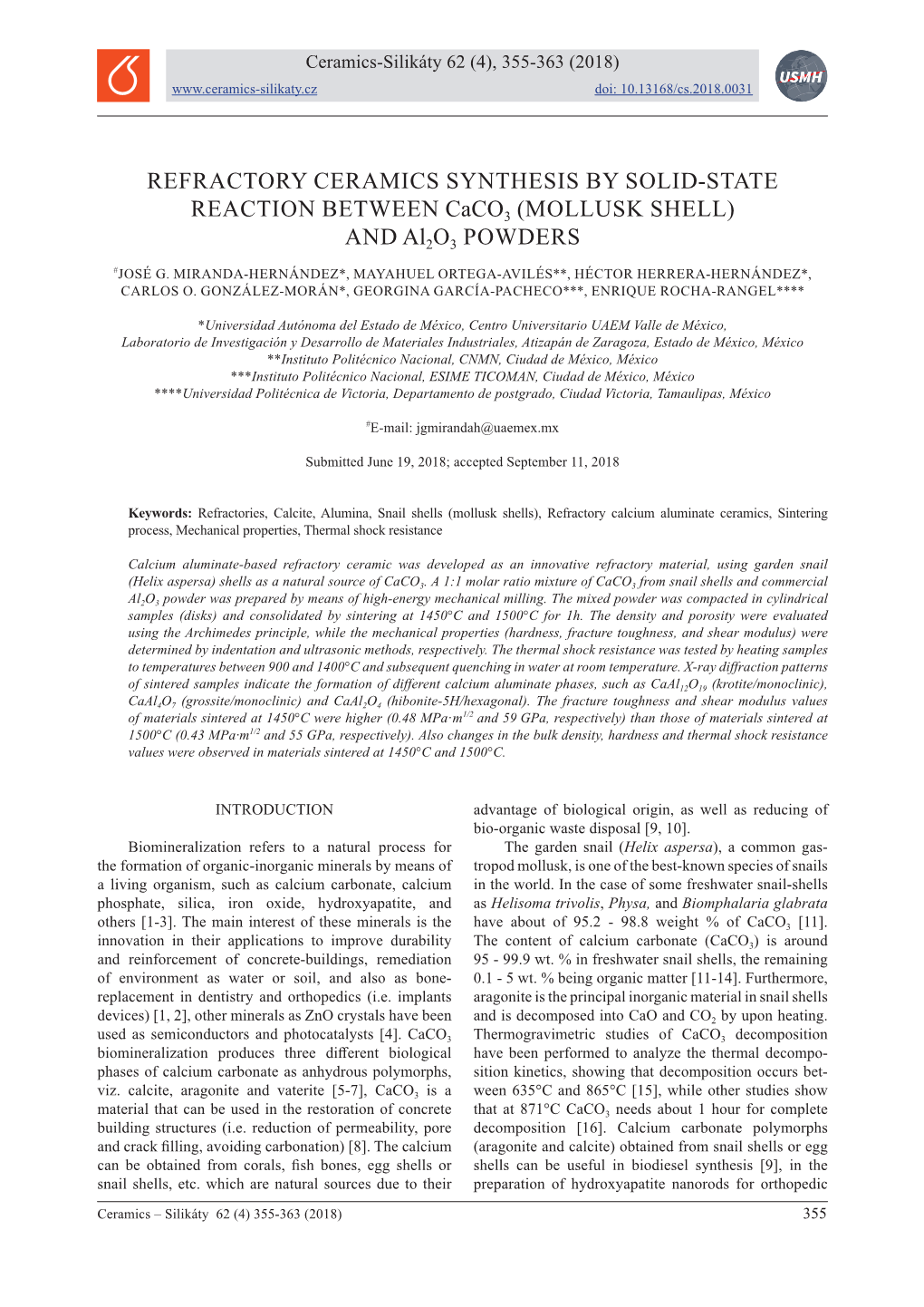 MOLLUSK SHELL) and Al2o3 POWDERS