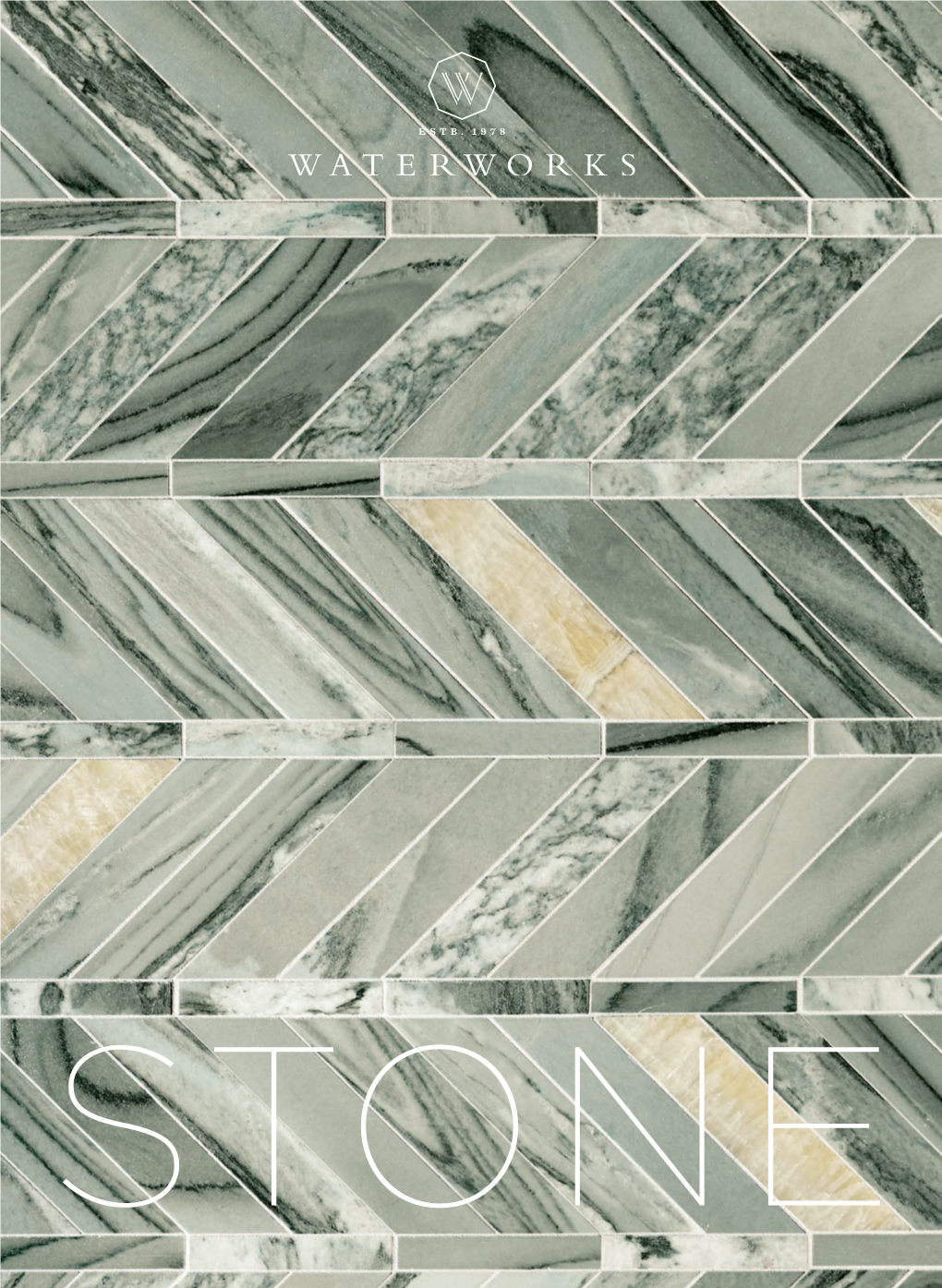 STONE Top Left Page (Close-Up): Masterpiece Shaker Weave Grande in Carrara, Bardiglio and Nero Marquina