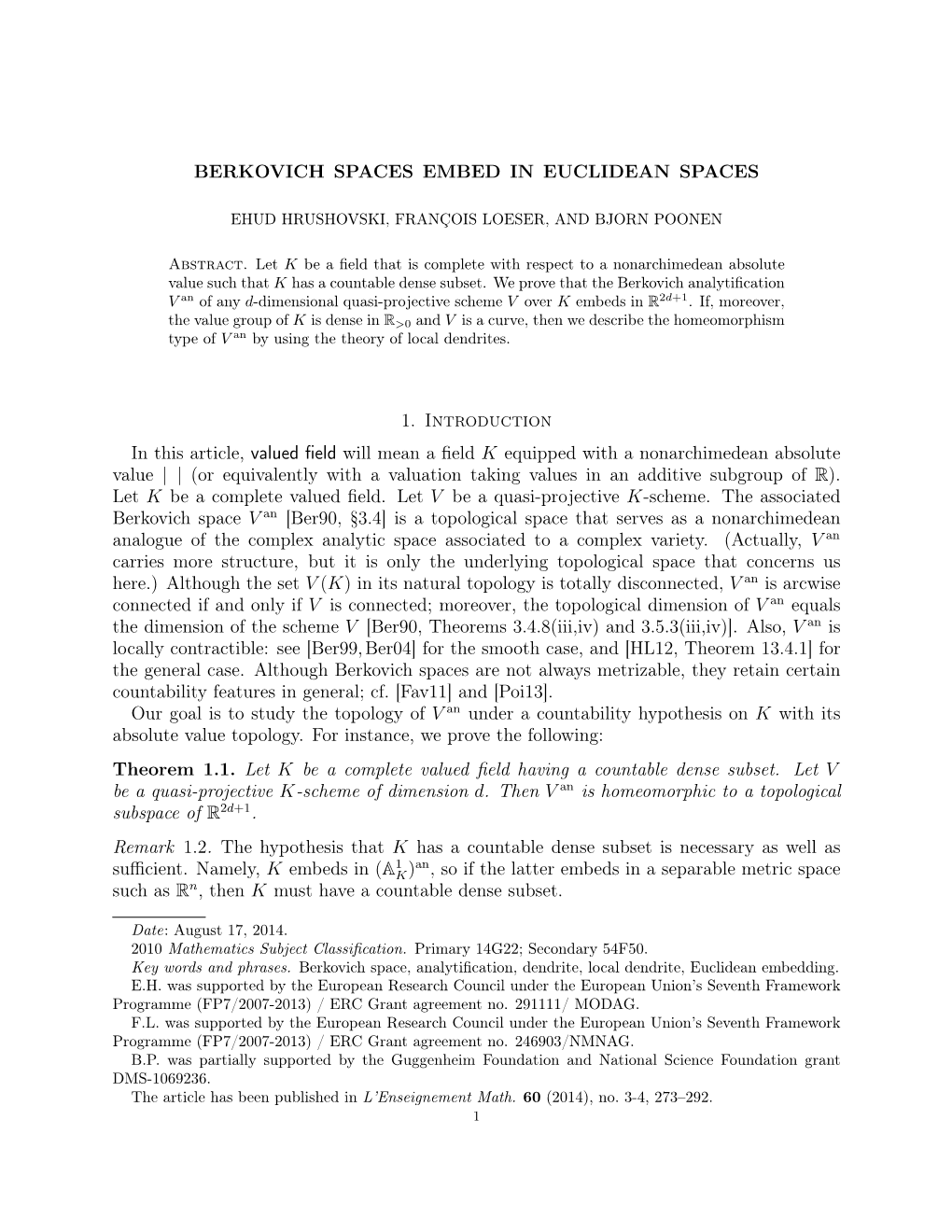 Berkovich Spaces Embed in Euclidean Spaces (.Pdf)