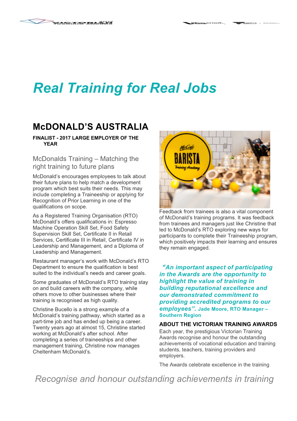 Real Training for Real Jobs