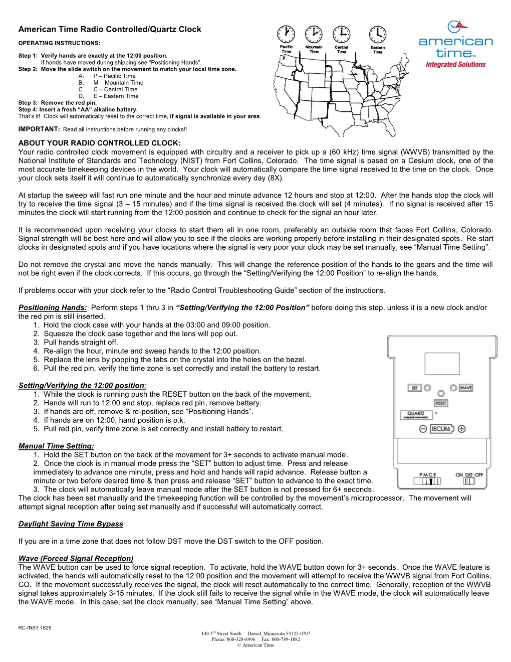 American Time Radio Controlled/Quartz Clock