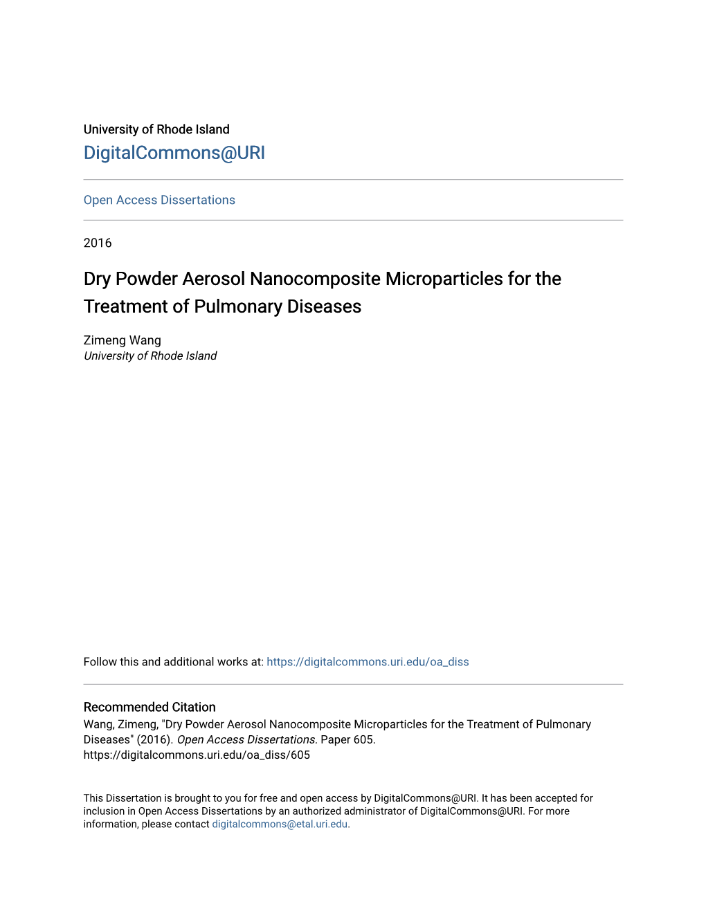 Dry Powder Aerosol Nanocomposite Microparticles for the Treatment of Pulmonary Diseases