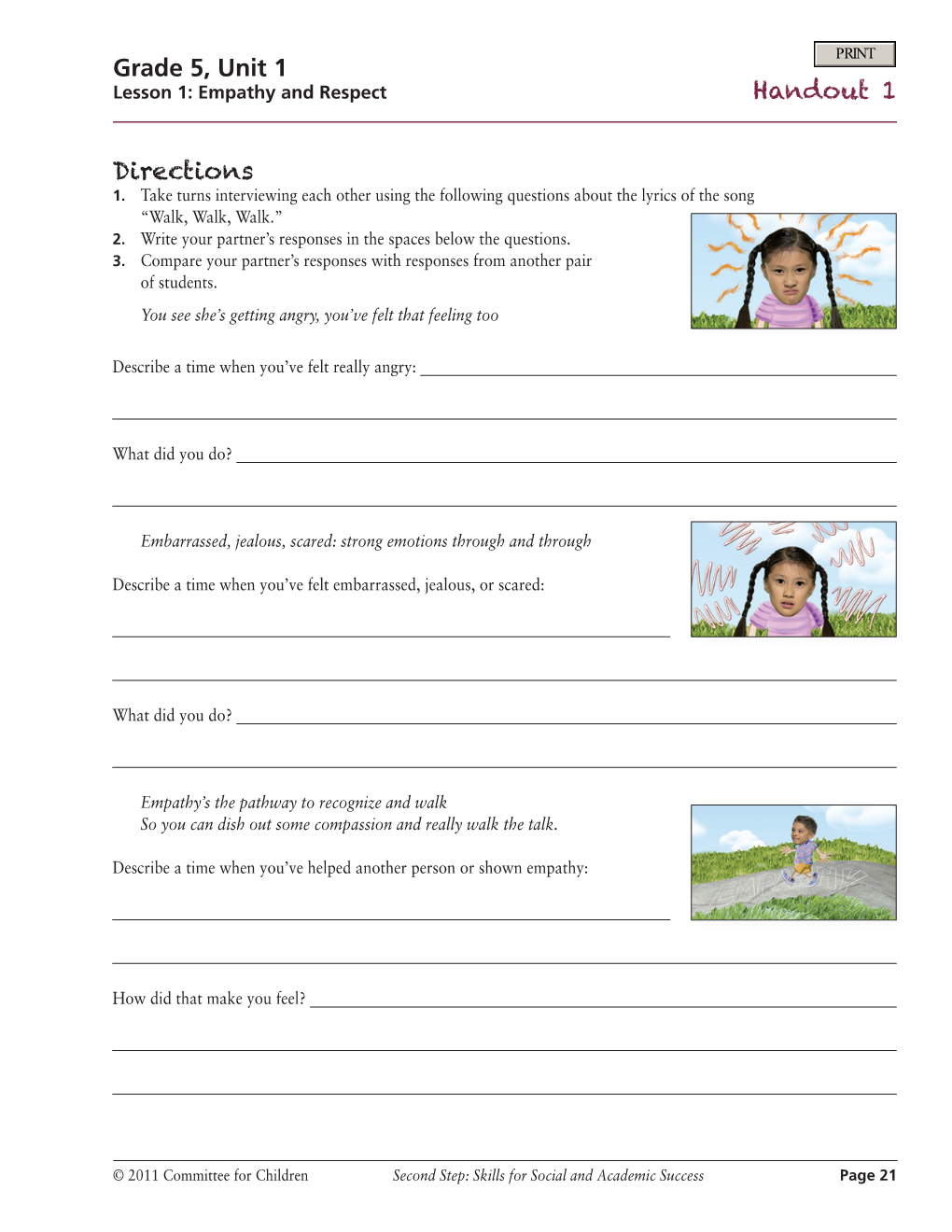 Grade 5, Unit 1 Handout 1 Directions