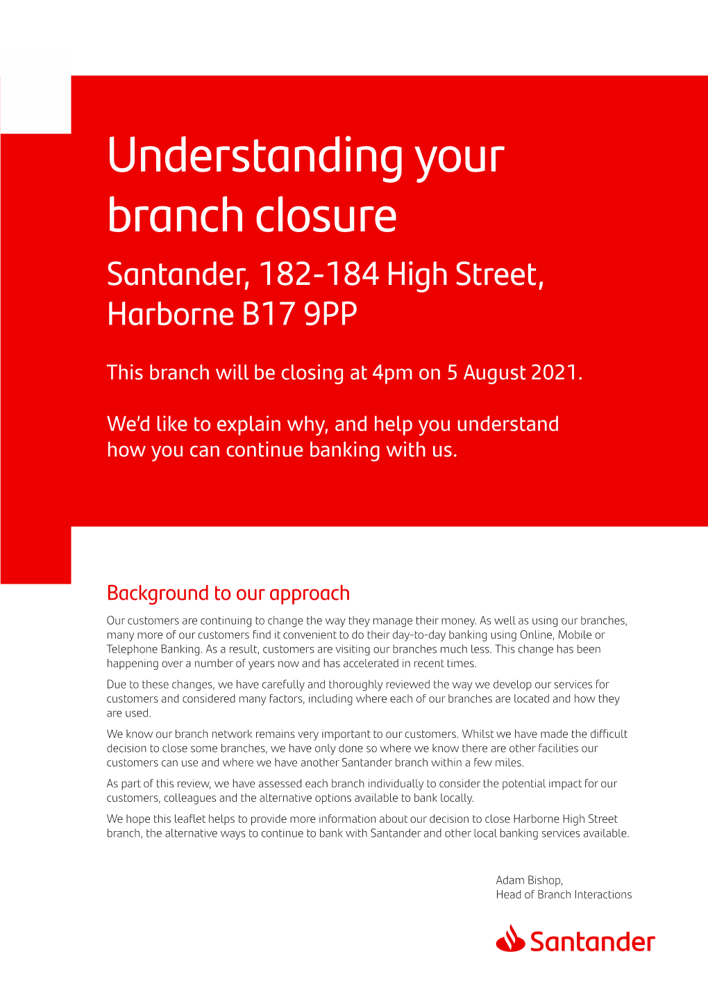 Harborne Branch Closure GENH2047IAJUL21H