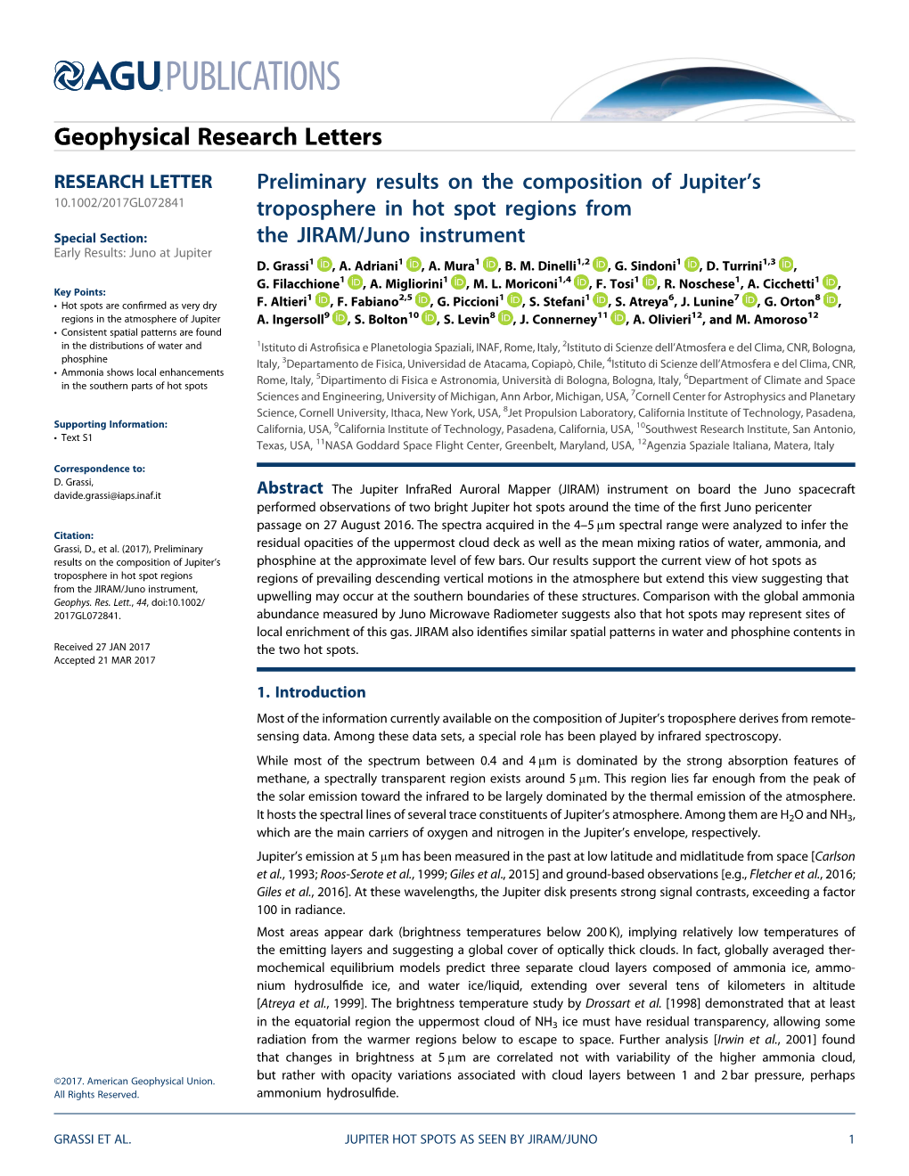 Preliminary Results on the Composition of Jupiter's Troposphere in Hot Spot